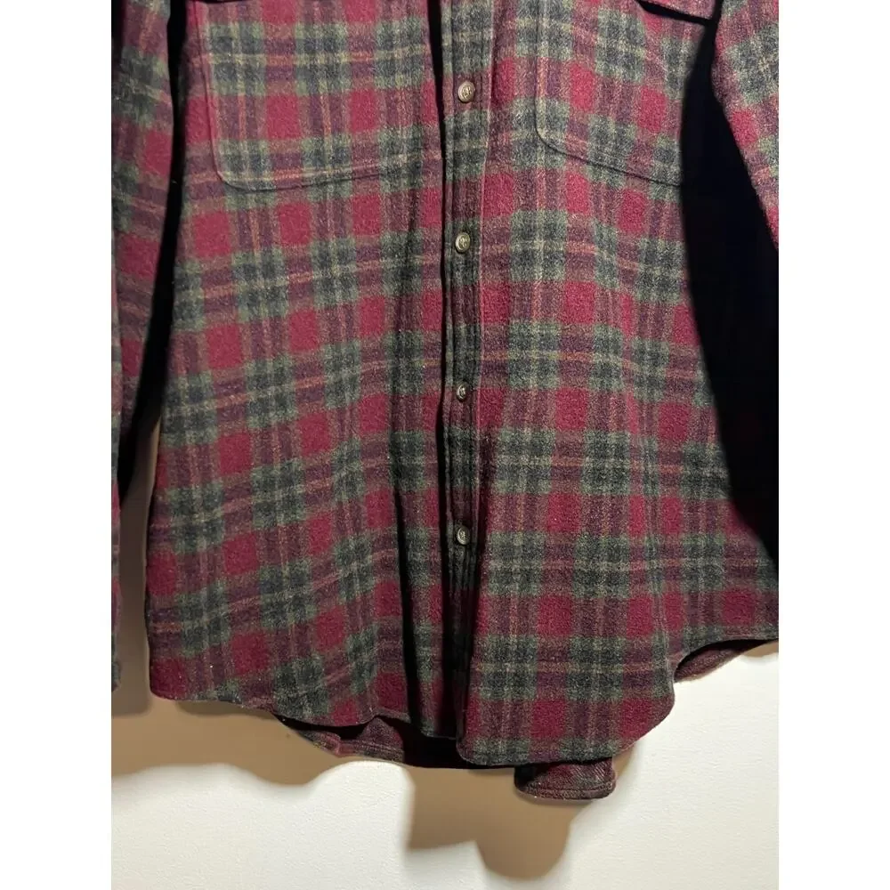 VTG Banana Republic Men's Burgundy Plaid Heavy Wool Button Up Long Slv Shirt M